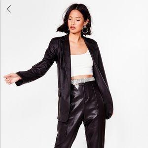 Nastygal | Black Oversized Faux Leather Blazer